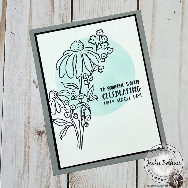 Simple stamped floral card using blending brushes and minimal supplies
