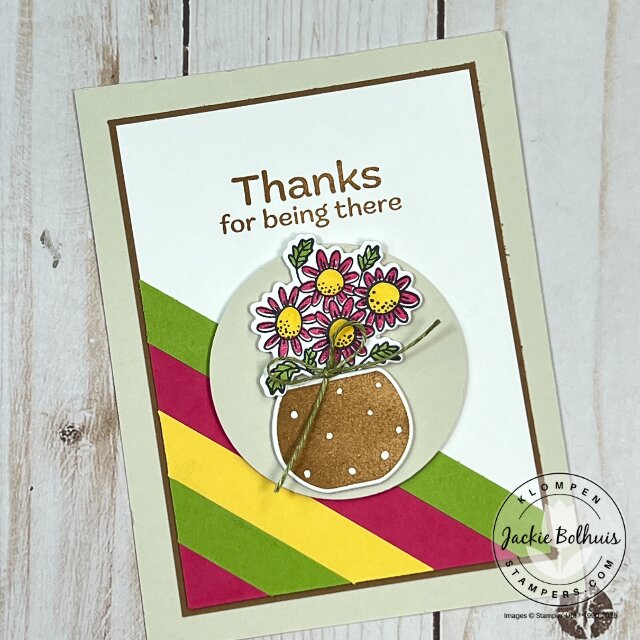 Finished handmade card created with the Pop-Up Petals stamp set using a simple card template