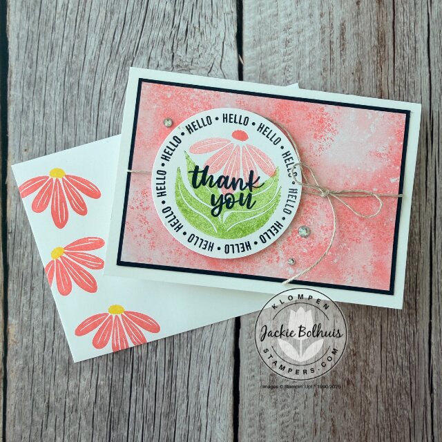 Elegant handmade note card demonstrating a quick and easy card idea with patterned paper