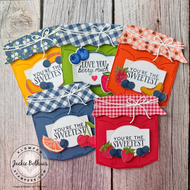 Five simple cards with designer series paper using Filled With Sweetness stamp set and Homemade Sweetness DSP easy shape card designs