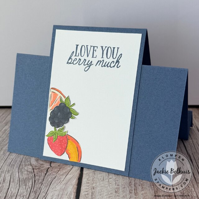 Close-up of an easy fun fold card made with Filled With Sweetness stamps and Homemade Sweetness Designer Series Paper