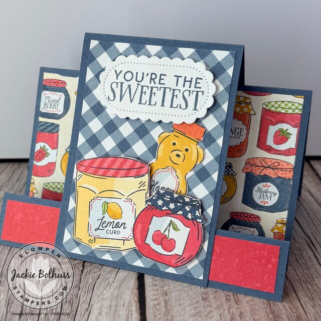 Colorful easy fun fold card using Filled With Sweetness stamp set and Homemade Sweetness DSP from Stampin’ Up!
