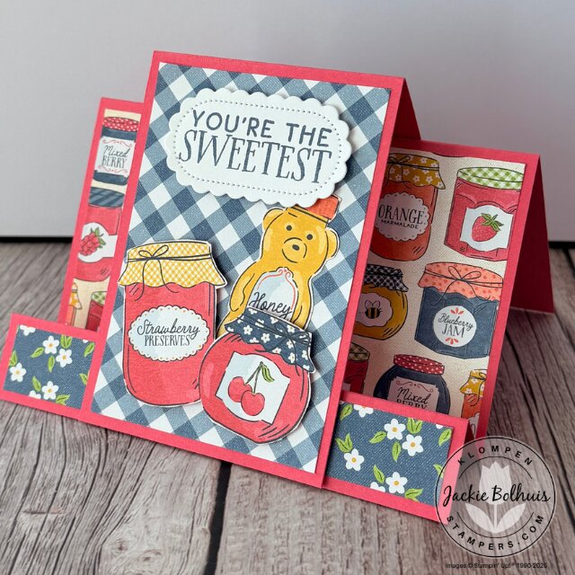 Easy fun fold card design featuring Filled With Sweetness stamp set and Homemade Sweetness Designer Series Paper