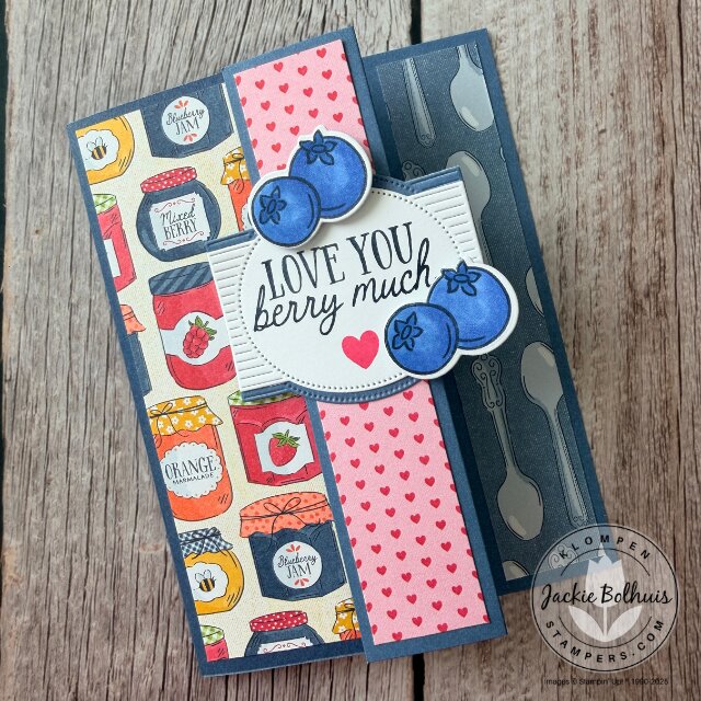 Fun fold card samples using designer series paper with Filled With Sweetness bundle front view simple handmade card inspiration