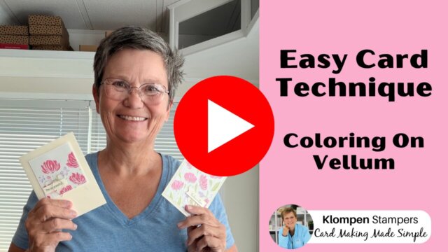 YouTube thumbnail for a simple card making technique tutorial demonstrating how to color on vellum using heat embossing and alcohol markers.
