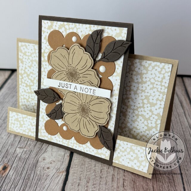 Handmade easy fun fold card using Lovely Arrangements stamps with Lovely Blossoms Designer Series Paper