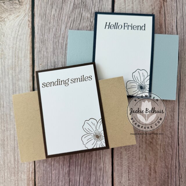 Inside view of handmade easy fun fold cards using Lovely Arrangements stamp set with Lovely Blossoms Designer Series Paper