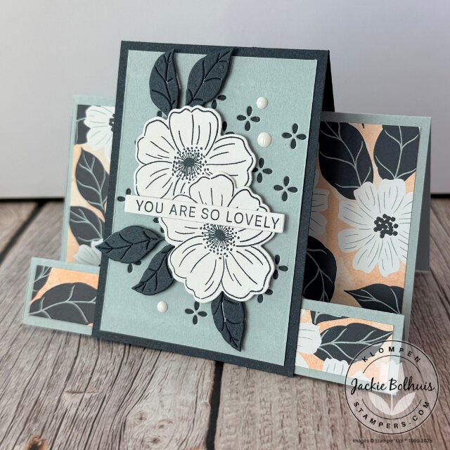 Easy fun fold card made with Lovely Arrangements stamp set and Lovely Blossoms Designer Series Paper from Stampin’ Up!